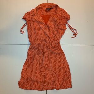 Anthropologie Maeve Orange Print Sleeveless Dress